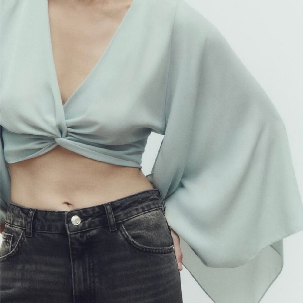 Zara Cropped Sea Green Top
